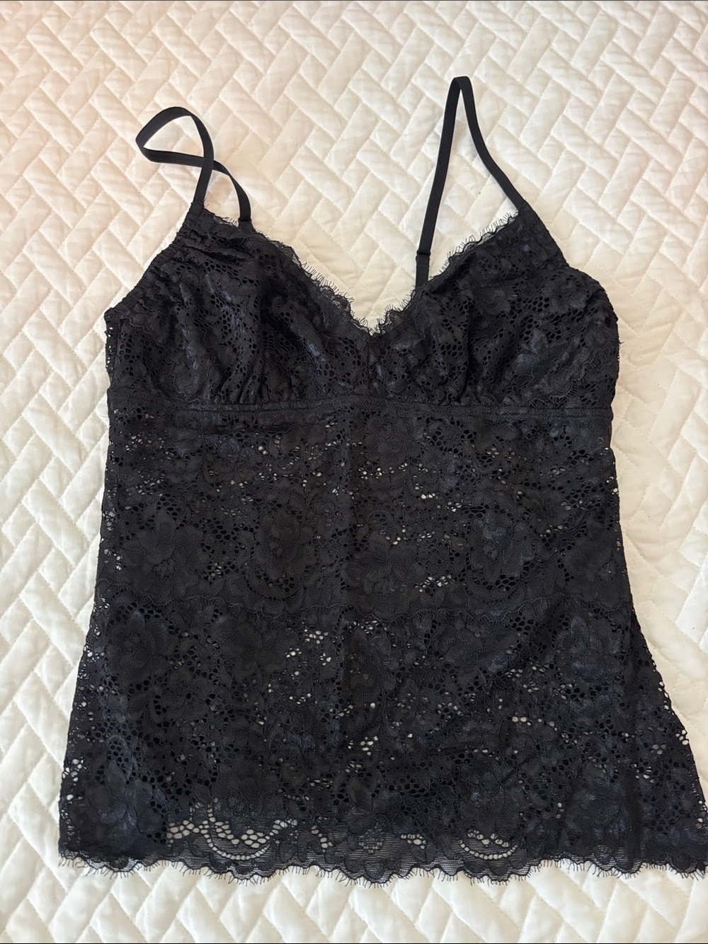 Cosabella Black Lace V-Neck Lace Camisole with Adjustable Straps
